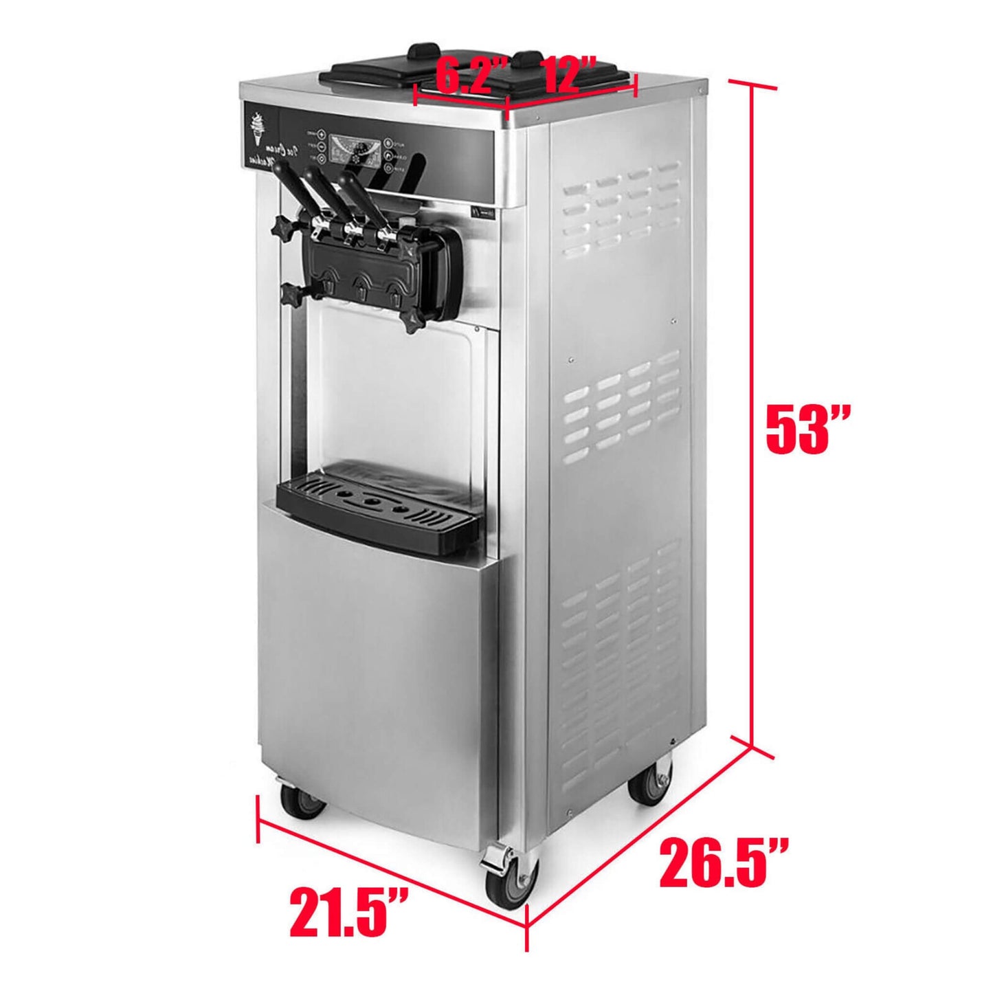3-Flavor Commercial Stainless Steel Soft Serve Ice Cream & Frozen Yogurt Maker Machine