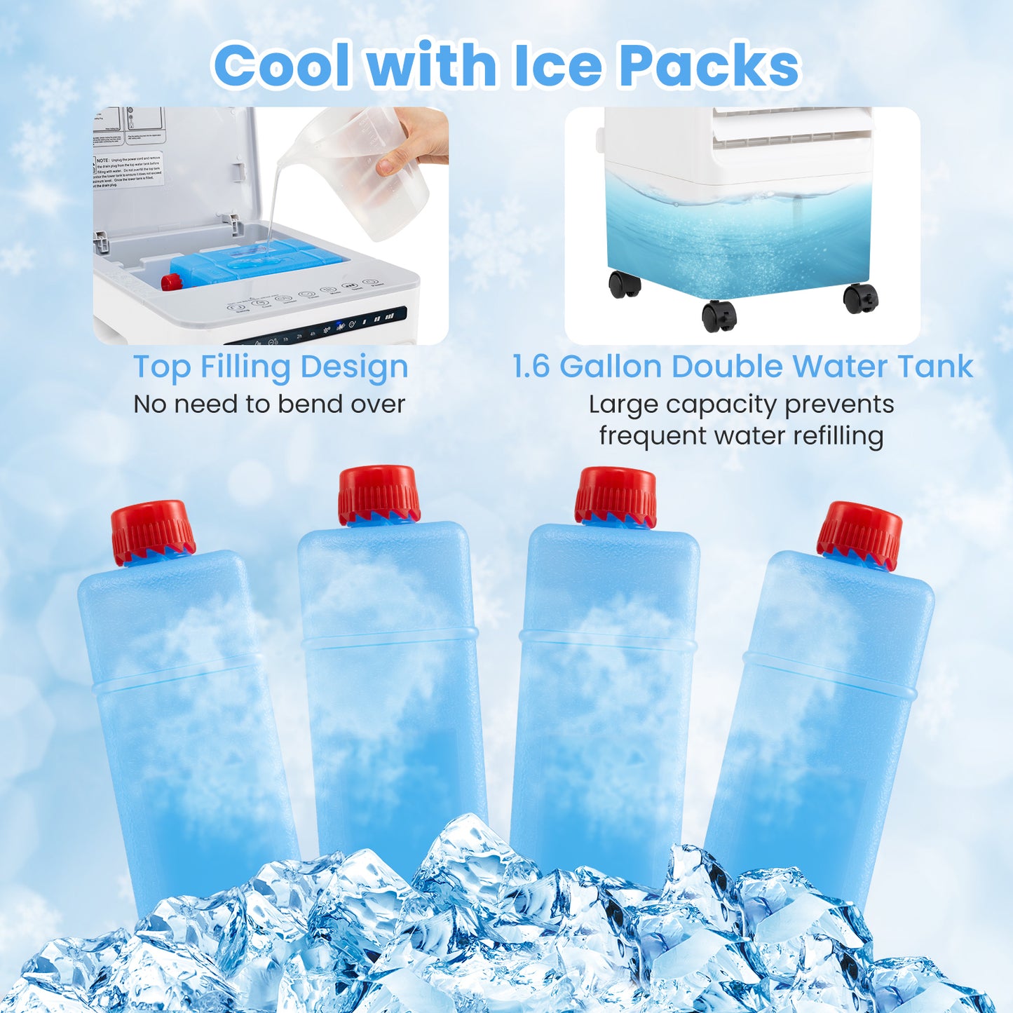 3-in-1 Evaporative Portable Air Cooler with 3 Modes include Remote Control-White