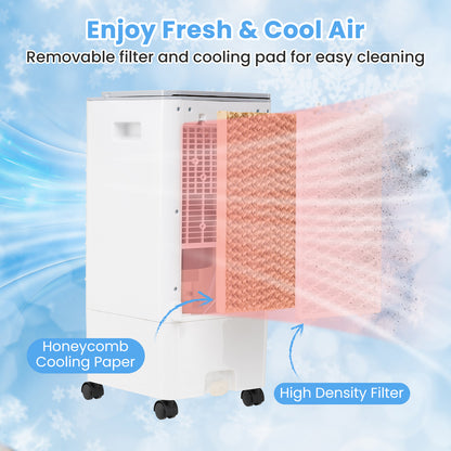 3-in-1 Evaporative Portable Air Cooler with 3 Modes include Remote Control-White