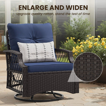 Alora 3-Piece Wicker Patio Bistro Set W/ Swivel Chairs and Table
