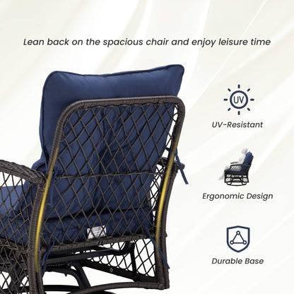 Alora 3-Piece Wicker Patio Bistro Set W/ Swivel Chairs and Table