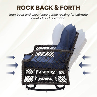 Alora 3-Piece Wicker Patio Bistro Set W/ Swivel Chairs and Table