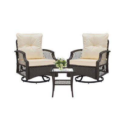Alora 3-Piece Wicker Patio Bistro Set W/ Swivel Chairs and Table