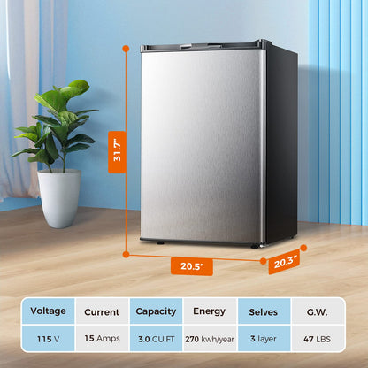 Kismile Upright Freezer, 3.0 Cu.ft Mini Freezer with Reversible Single Door