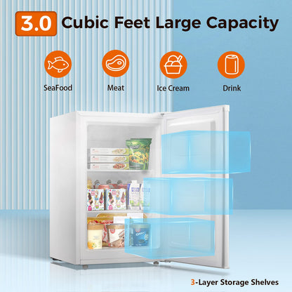 Kismile Upright Freezer, 3.0 Cu.ft Mini Freezer with Reversible Single Door