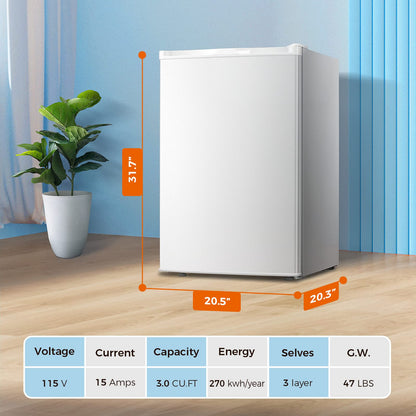 Kismile Upright Freezer, 3.0 Cu.ft Mini Freezer with Reversible Single Door