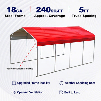 12FT x 20FT Outdoor Metal Carport