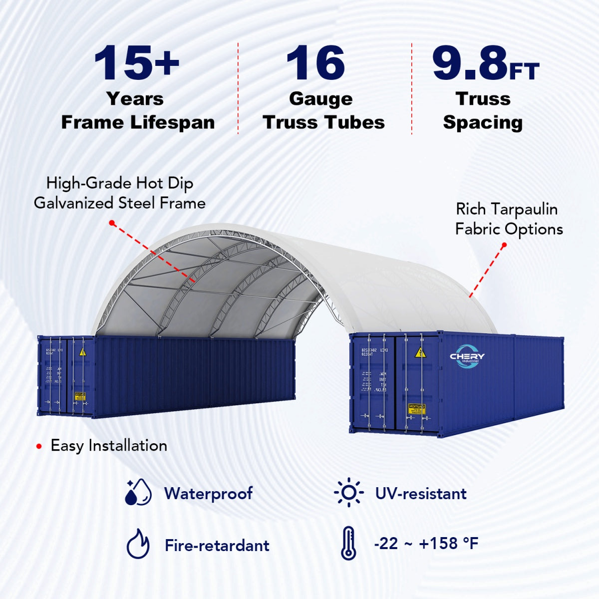 30FT x 40FT x 10FT Double Truss Shipping Container Shelter