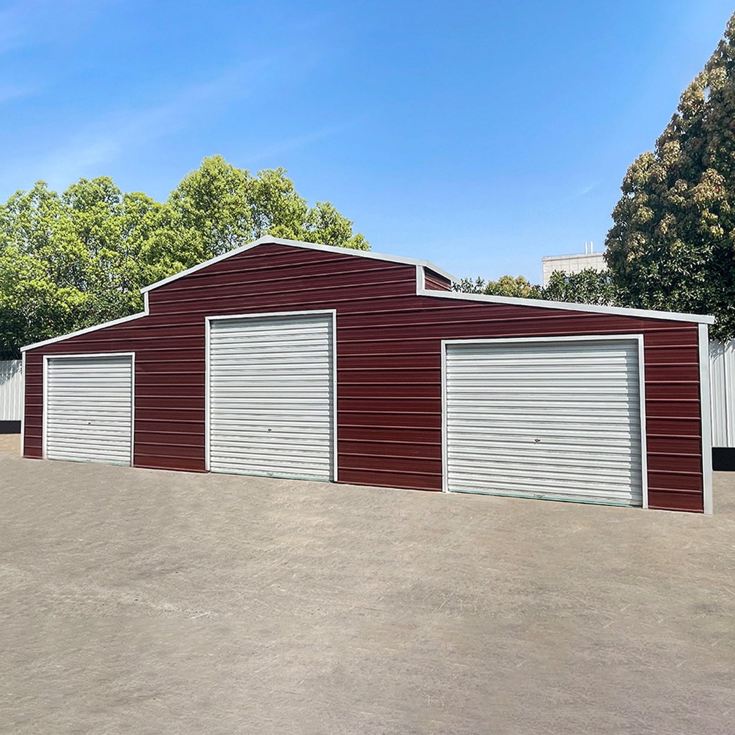 30' x 42' FT Heavy-Duty All-Weather 3-Car Garage Galvanized Steel Storage Shed