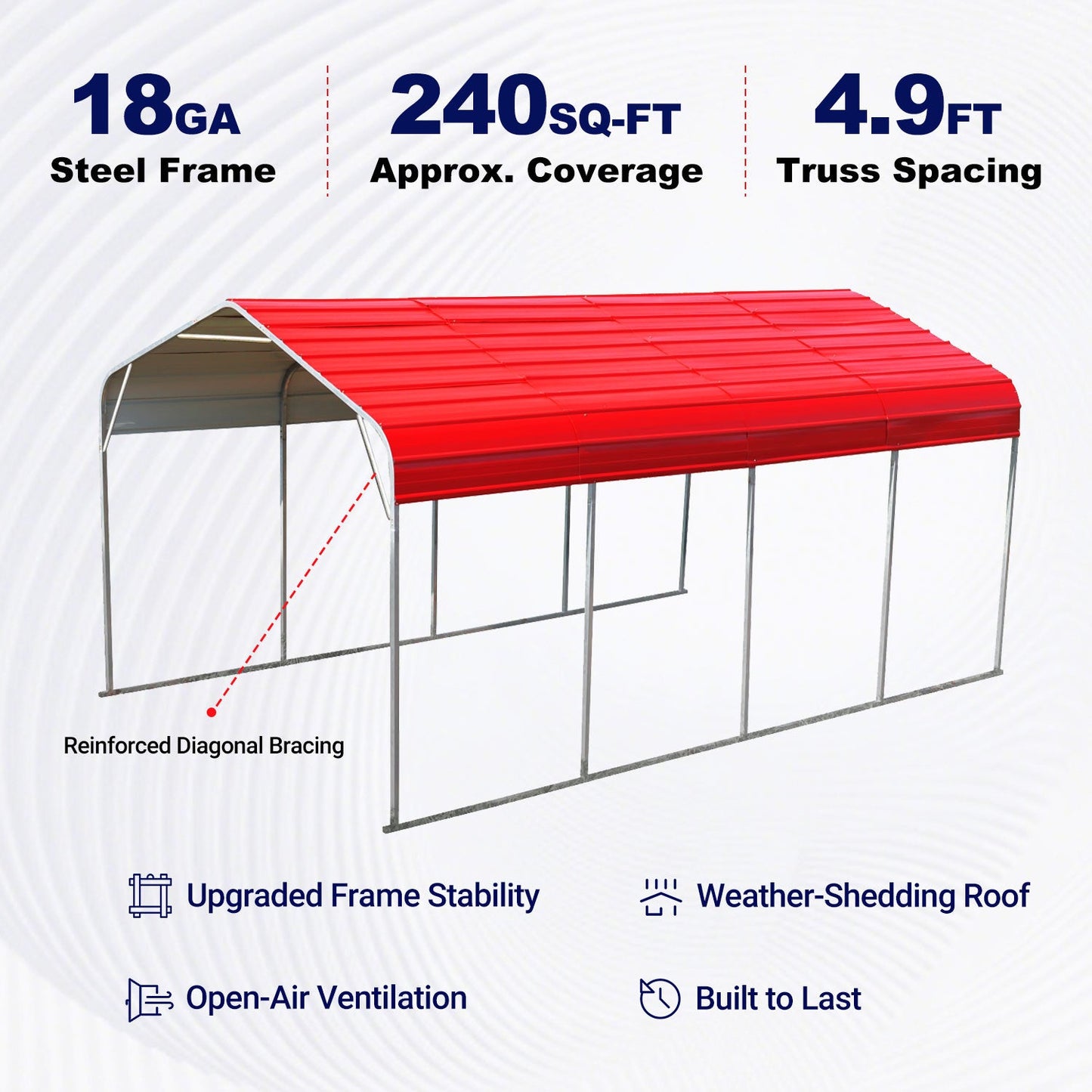 12FT x 20FT Heavy Duty Metal Garage Carport