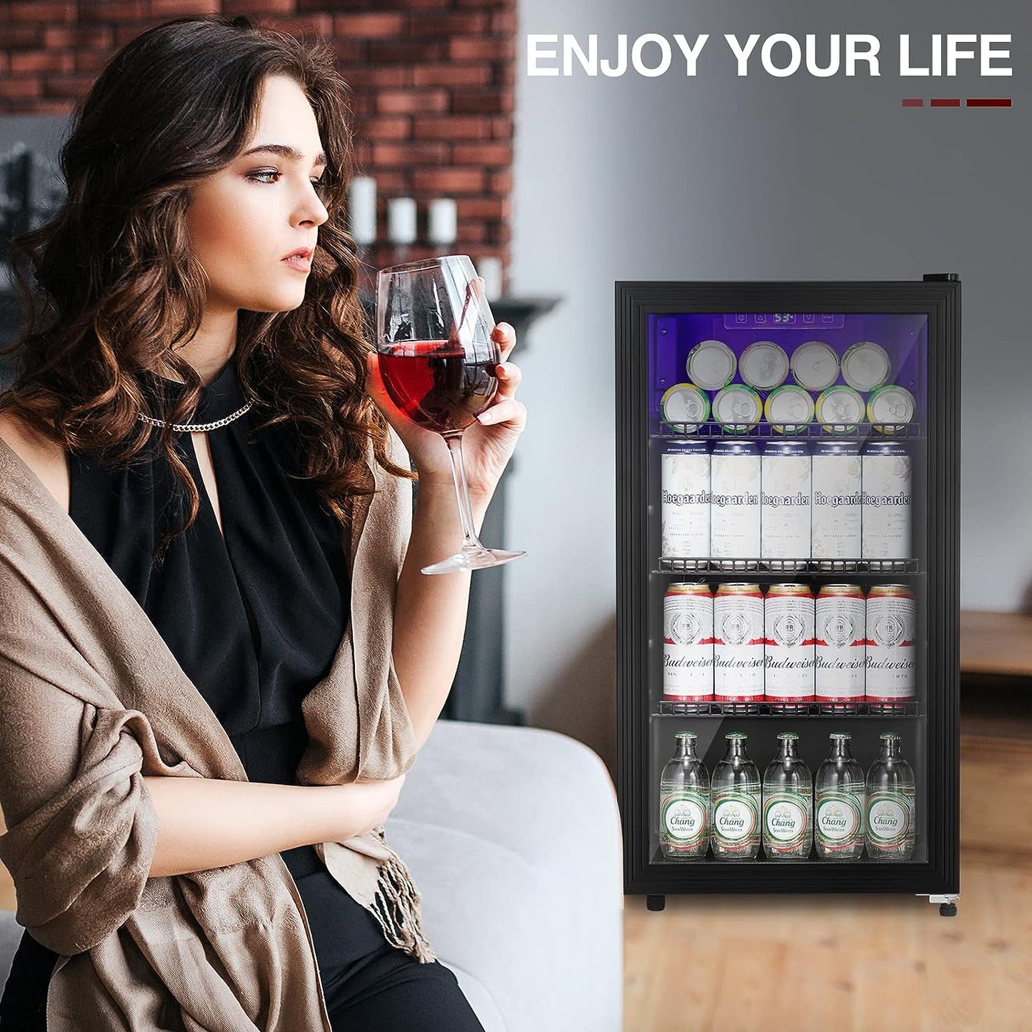 3.2 CU. FT. Beverage Refrigerator Wine Cooler W6890