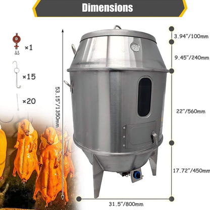 31-Inch Stainless Steel Commercial LPG Roaster Grill Oven For Chicken, Duck, and Turkey