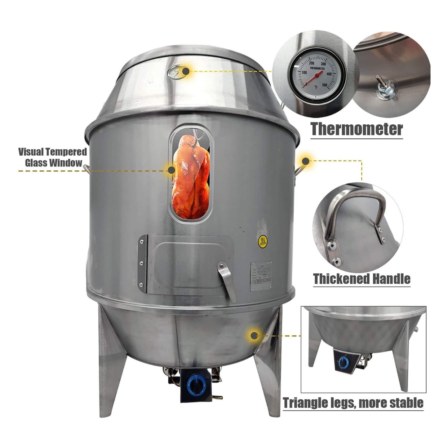 31-Inch Stainless Steel Commercial LPG Roaster Grill Oven For Chicken, Duck, and Turkey