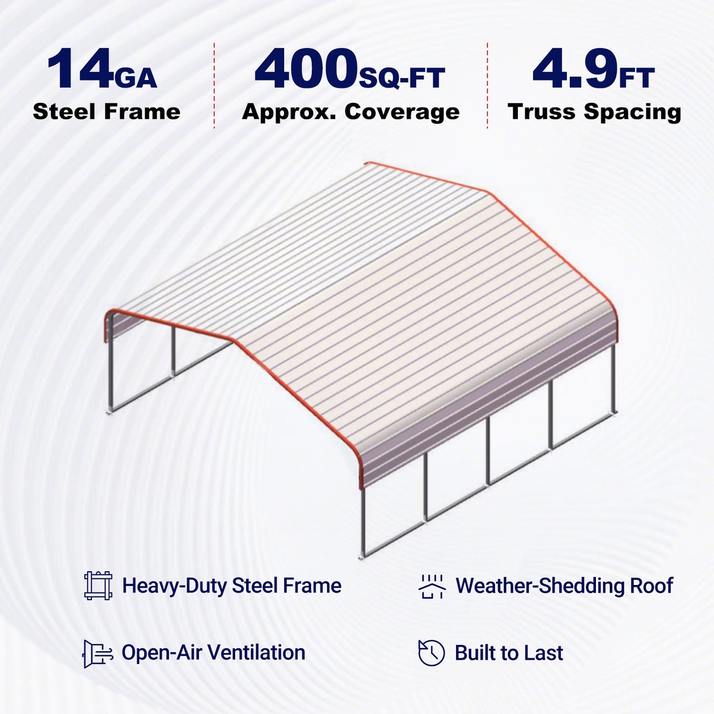 Classic Steel Carport 20FT x 20FT
