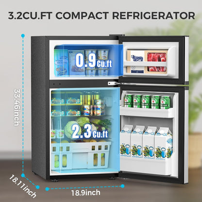 3.2 Cu.Ft Mini Fridge with Freezer Double Door Compact Refrigerator 58087RRE0
