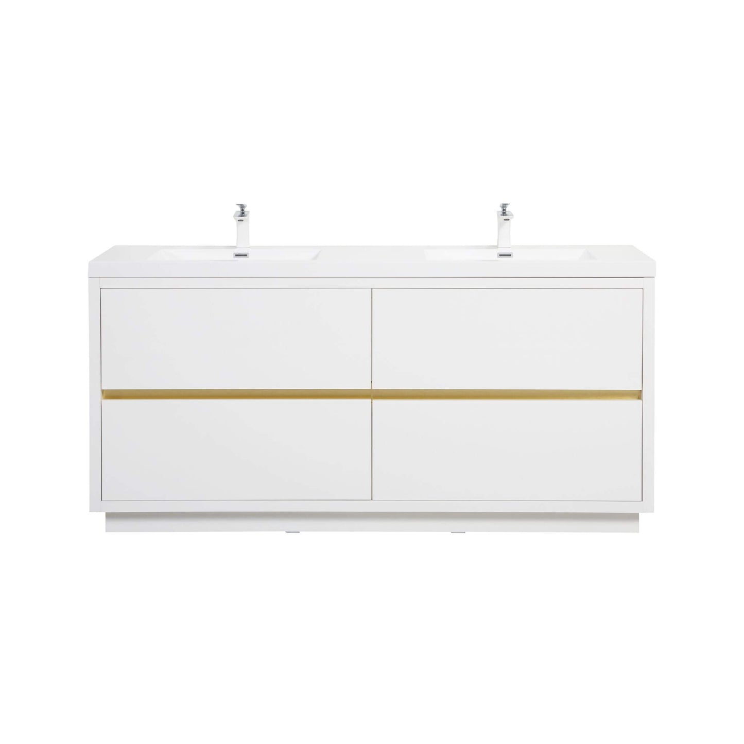 Alora 72-Inch White Freestanding Bathroom Vanity With Sink And Stone Resin Countertop
