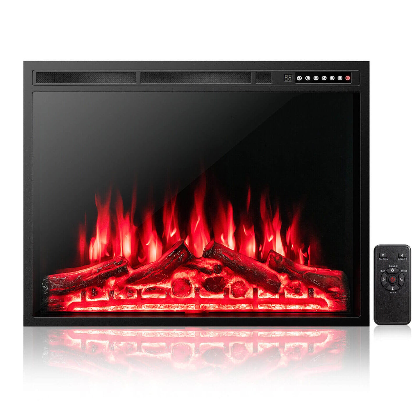 34"-37" Inch Electric Fireplace Recessed with Adjustable Flames