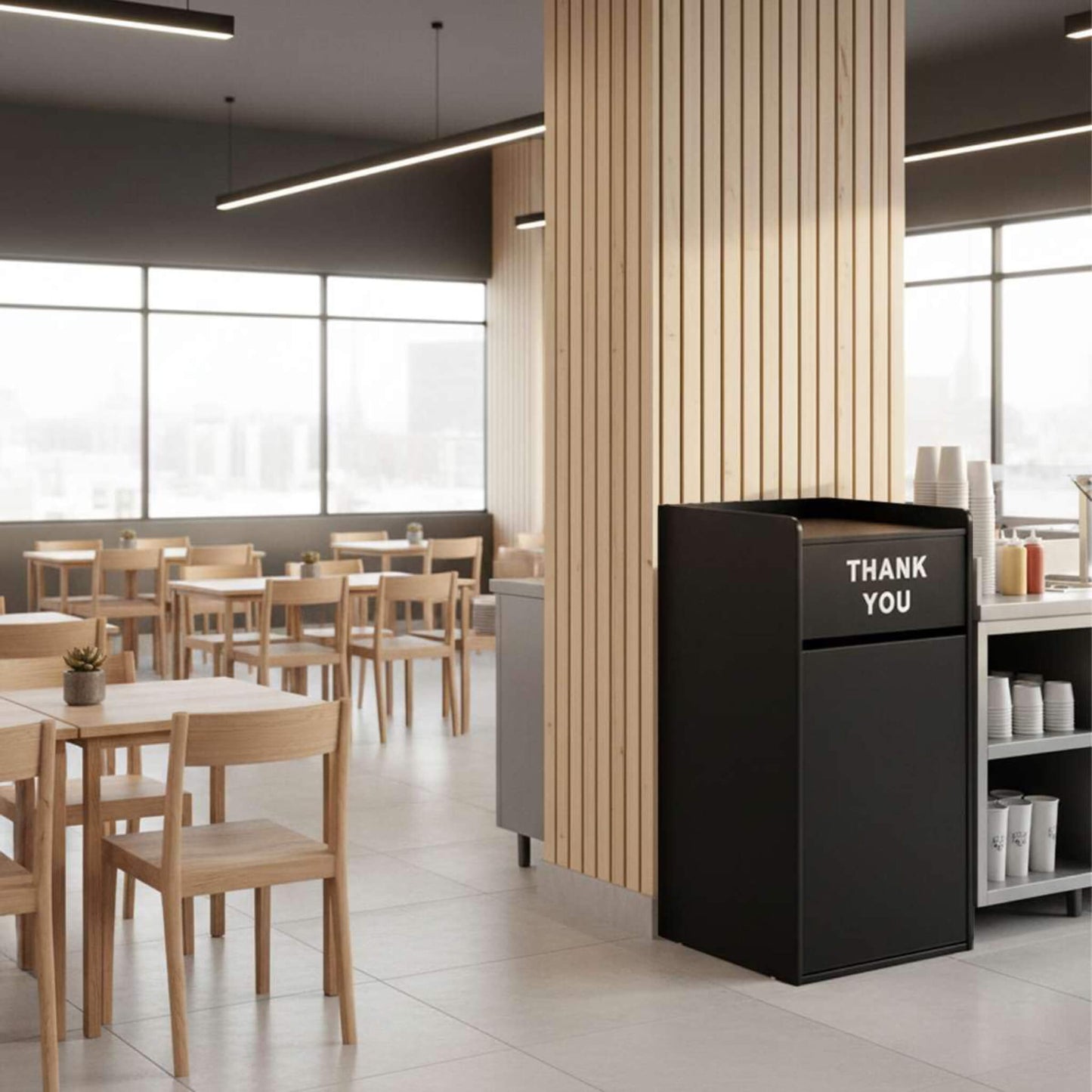 35-Gallon Wood Trash Can with Swing Door & Tray Shelf