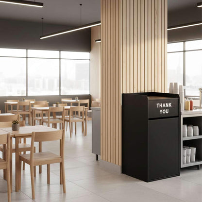 35-Gallon Wood Trash Can with Swing Door & Tray Shelf