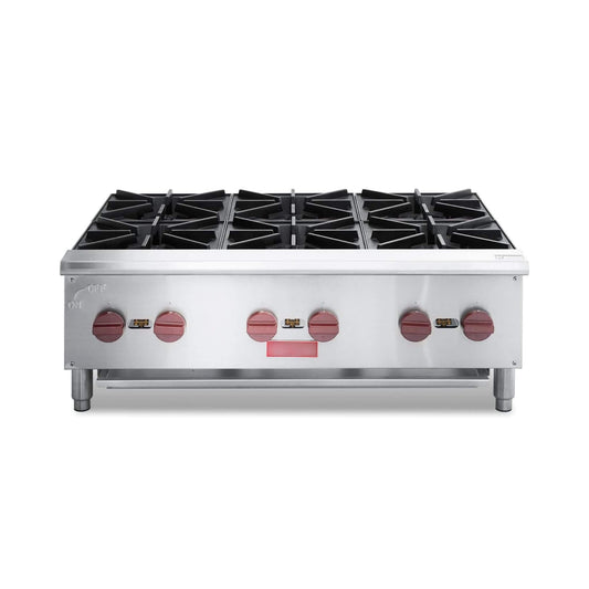 Heavy-Duty 36-Inch Commercial 150K BTU 6-Burner Stainless Steel Countertop Natural Gas And Propane Range