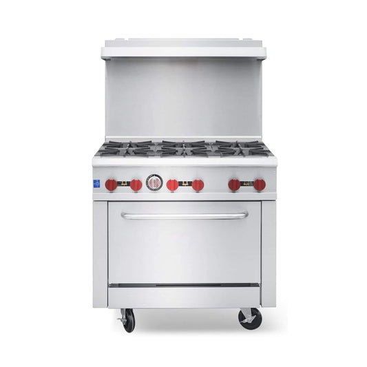 36-Inch Commercial 210K BTU 6-Burner Stainless Steel Freestanding Gas Range