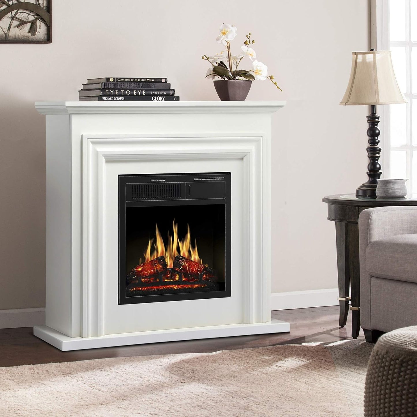 36 Inch Electric Fireplace Mantel Wooden Surround Firebox