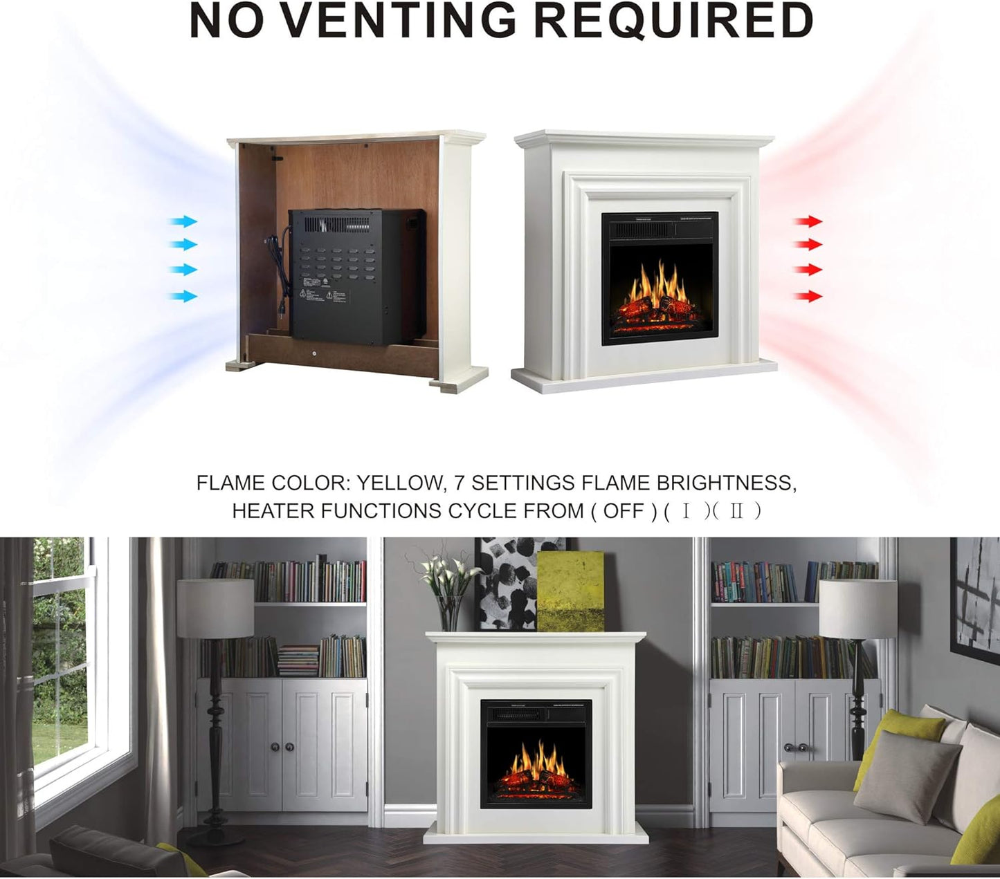 36 Inch Electric Fireplace Mantel Wooden Surround Firebox