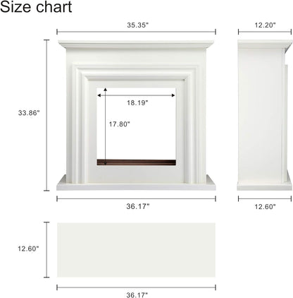 36 Inch Electric Fireplace Mantel Wooden Surround Firebox