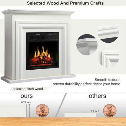 36 Inch Electric Fireplace Mantel Wooden Surround Firebox
