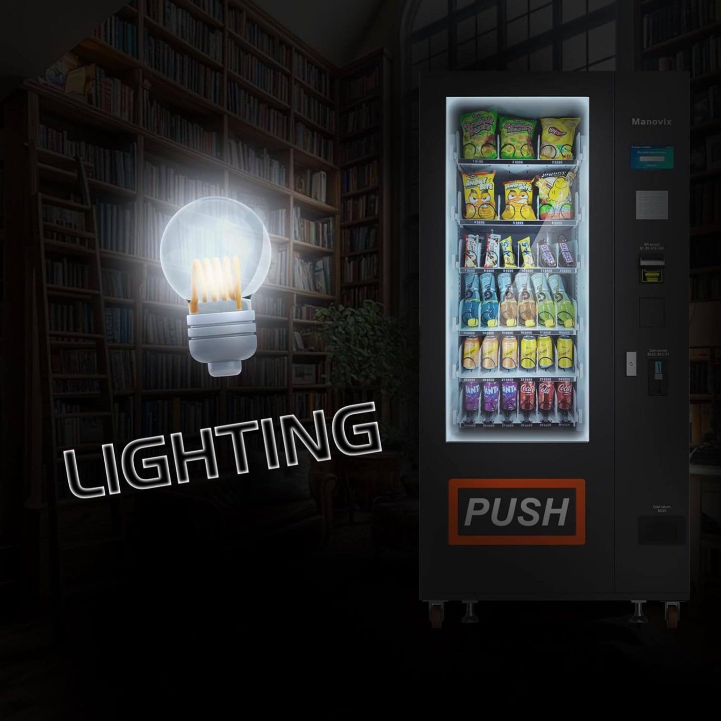 36-Slot Commercial Refrigerated Snack Drink Vending Machine with Bill And Coin Acceptor