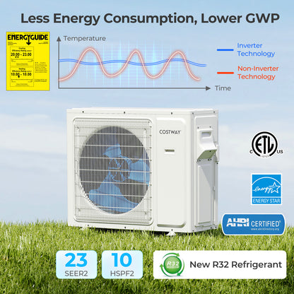 36000 BTU 3 Zone 23 SEER2 Mini Split Air Conditioner Wifi Enabled with Heat Pump