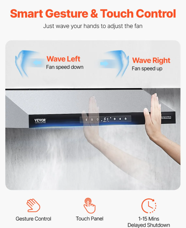 36" Under Cabinet Range Hood Vent Hood 900CFM Gesture & Touch Control