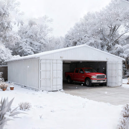 36' x 40' FT Heavy-Duty Weather-Resistant Galvanized Steel Container Roof Kit [No Containers]