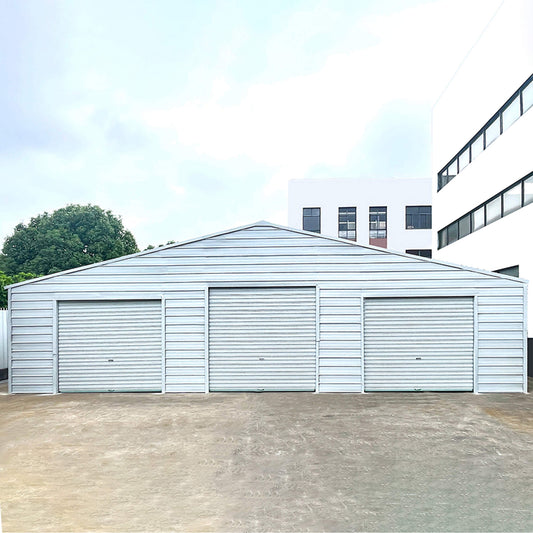 39' x 39' FT Extra-Large Heavy-Duty Galvanized Steel Barn Building Shed with 3 Rolling Garage Doors