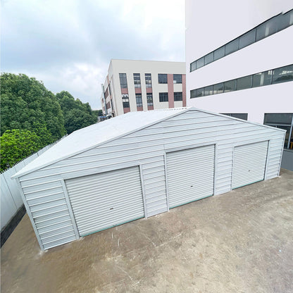 39' x 39' FT Extra-Large Heavy-Duty Galvanized Steel Barn Building Shed with 3 Rolling Garage Doors