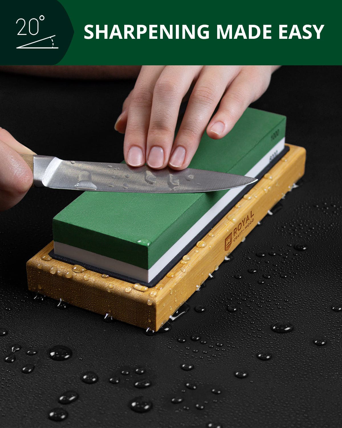 Whetstone Knife Sharpening Kit, White/Green