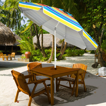7.2 FT Portable Outdoor Beach Umbrella with Sand Anchor and Tilt Mechanism