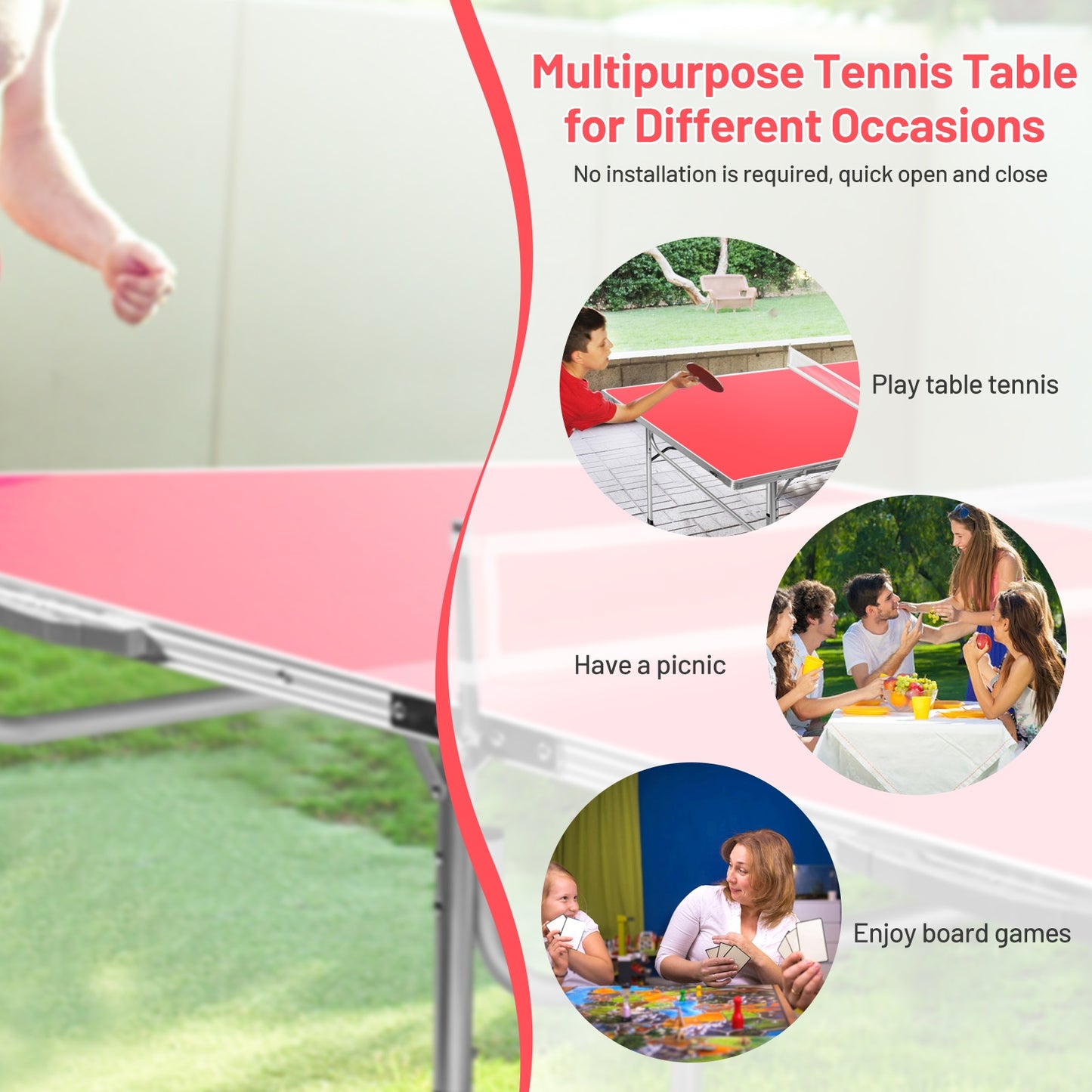60 Inch Portable Tennis Ping Pong Folding Table with Accessories