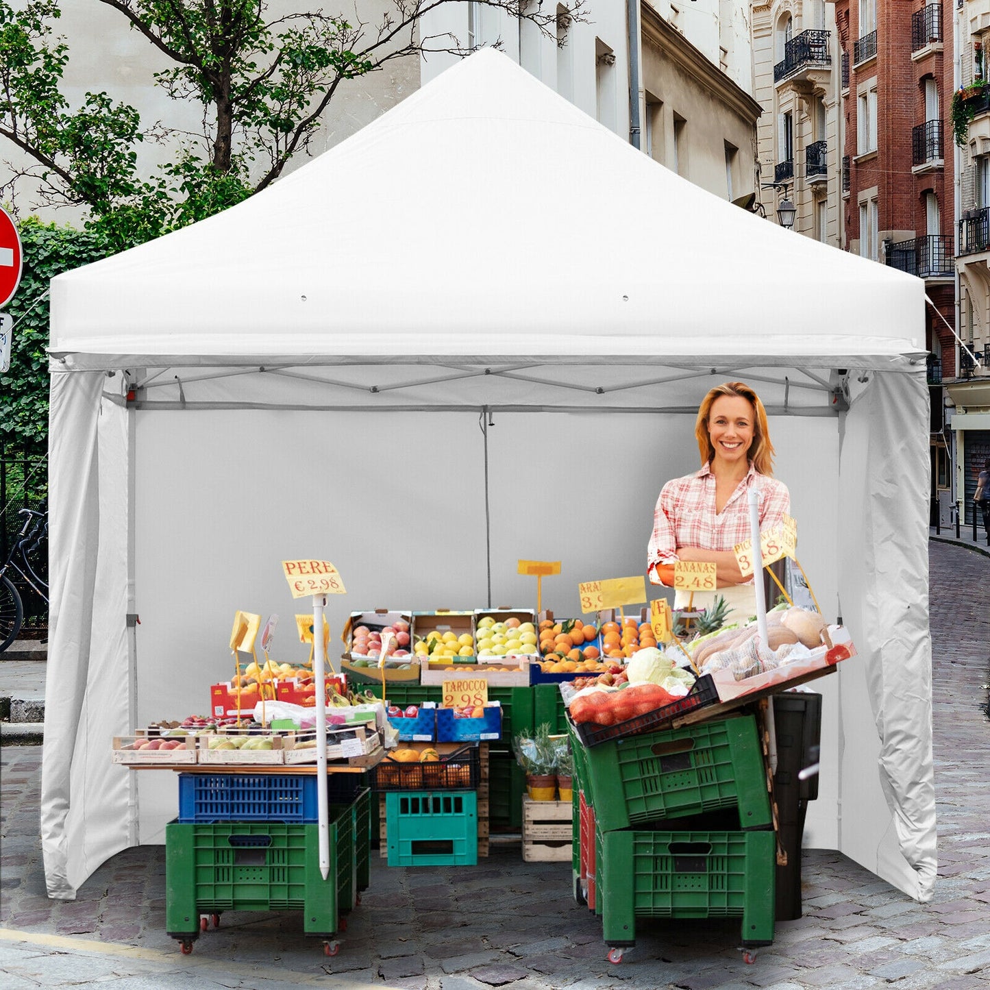 10' x 10' Feet Pop up Gazebo with 4 Height and Adjust Folding Awning