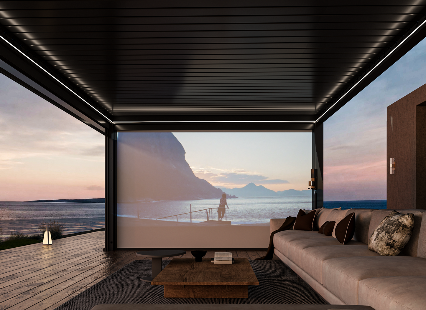 Motorized Projection Screen for FlexPatio Pergolas