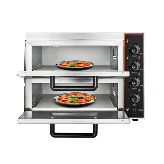 3KW Premium Electric Commercial Stainless Steel Double Deck Pizza Oven