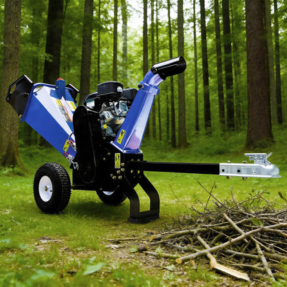 Heavy-Duty 4-Inch 208CC Gas Drum Wood Chipper Shredder with Tow Hitch