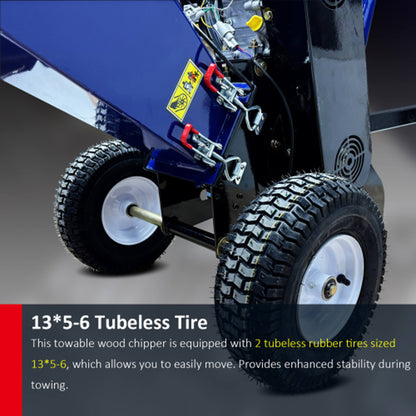 Heavy-Duty 4-Inch 208CC Gas Drum Wood Chipper Shredder with Tow Hitch