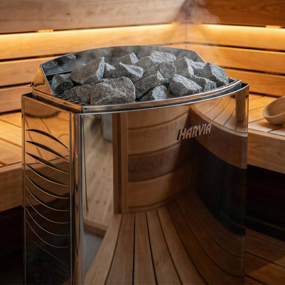 Rövia Elvaria 4-Person Indoor Canadian Red Cedar Infrared and Steam Sauna with 6KW Harvia Heater