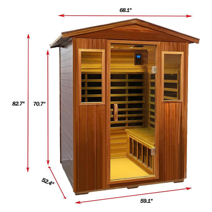 Thermora Premium 4-Person Luxury Low EMF Outdoor FAR Infrared Home Sauna with Bluetooth Audio 2050W