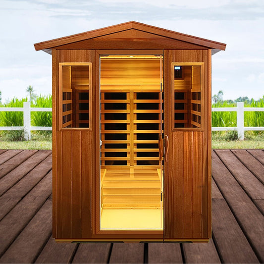 Thermora Premium 4-Person Luxury Low EMF Outdoor FAR Infrared Home Sauna with Bluetooth Audio 2050W
