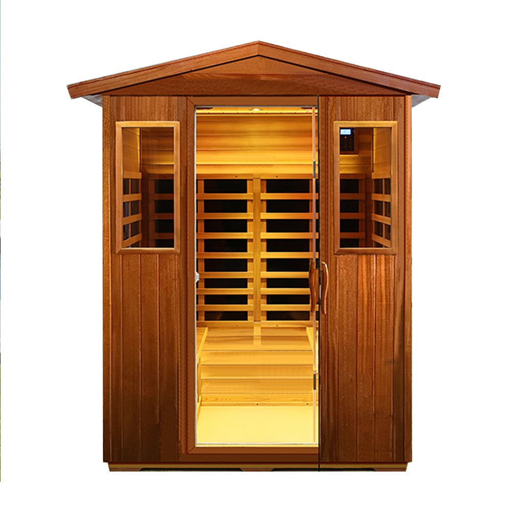 Thermora Premium 4-Person Luxury Low EMF Outdoor FAR Infrared Home Sauna with Bluetooth Audio 2050W