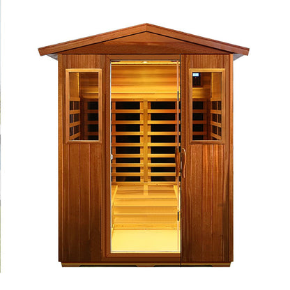 Thermora Premium 4-Person Luxury Low EMF Outdoor FAR Infrared Home Sauna with Bluetooth Audio 2050W