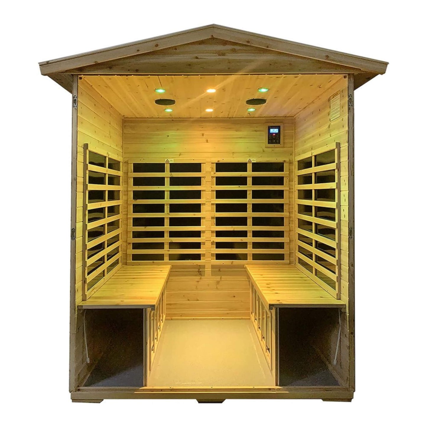 Thermora Deluxe 4-Person Outdoor Infrared Hemlock Sauna With Bluetooth Speakers & LED Lighting