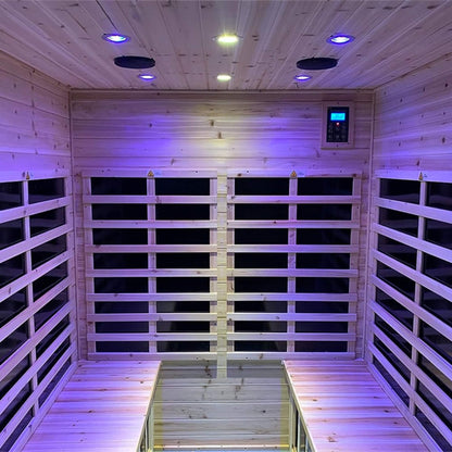 Thermora Deluxe 4-Person Outdoor Infrared Hemlock Sauna With Bluetooth Speakers & LED Lighting